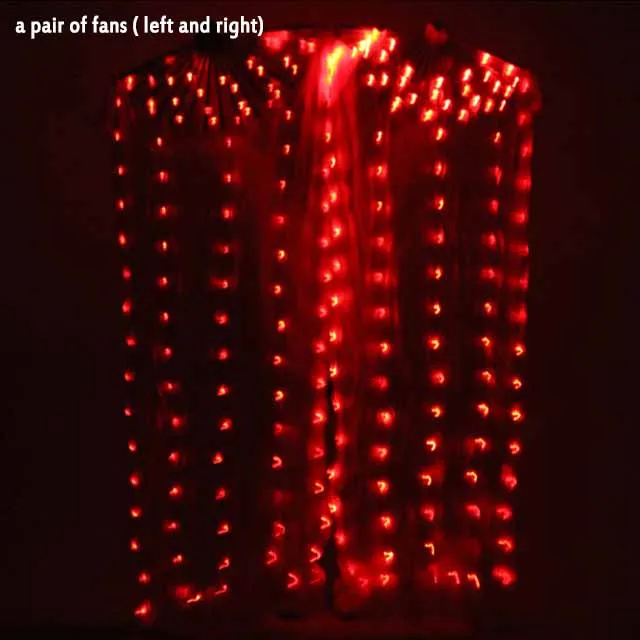 red-2pcs Шелковый веер для танца живота, светодиодный светильник для фанатов, блестящий плиссированный карнавальный светодиодный светильник для фанатов, реквизит для сцены, аксессуары для костюма - Цвет: red-2pcs