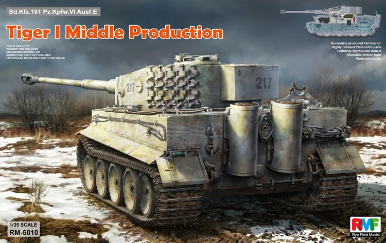 Модель RMF Fyefield RM-5010 Tiger I Средний производственный бак. Sd.Kfz.181 Pz.Kpfw.VIAusf.E масштаб 1/35 с