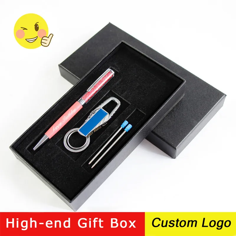 

1set Crystal Colorful Metal Ballpoint Pens Creative Advertising Rotating Pen Stationery Gift Pen With Gift Box Laser Custom LOGO