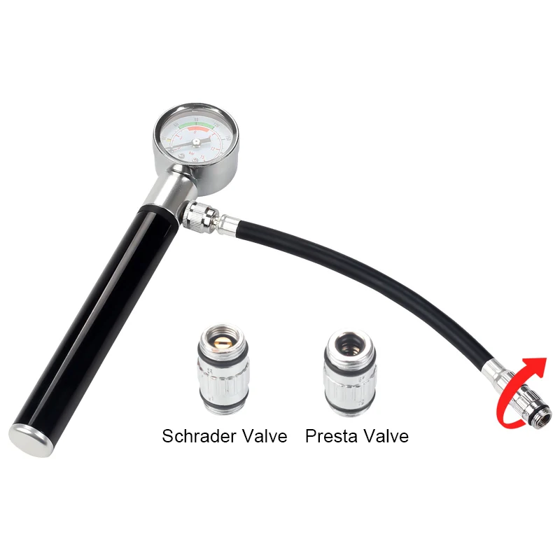 

SOPEDAR Bicycle Mini Pump with Gauge Mountain Bike Air Pump Ball Needle Presta & Schrader Adapter Portable Bicycle Inflador