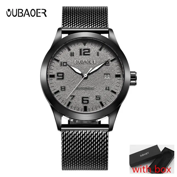 Grey Black Box Мужские часы от ведущего бренда, Роскошные автоматические часы, мужские водонепроницаемые спортивные часы с датой, стальные Мужские механические наручные часы, мужские часы - Цвет: Grey Black Box