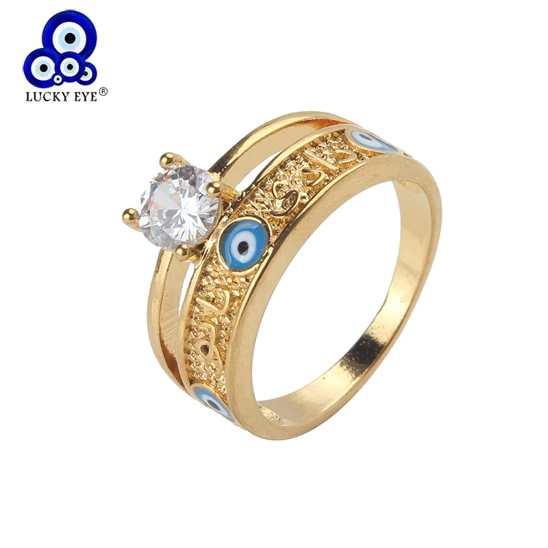 Кольца Lucky Eye золотого цвета с изображением сглаза Роскошные вечерние ЦА