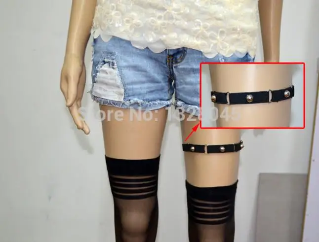 Free shipping New 2014 Fashion sexy body harnes heart garter black elastic leg belt set for Women or girls | Женская одежда