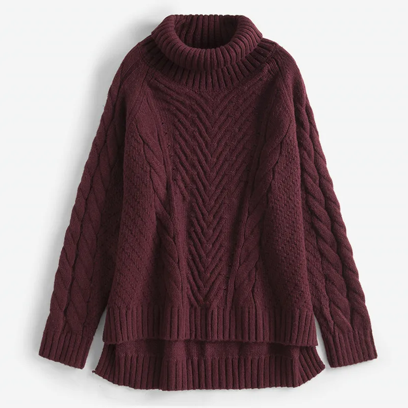 

Женский плотный вязаный пуловер-водолазка из смеси шерсти, 2 цвета, один размер
