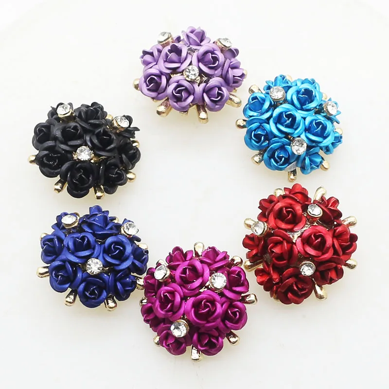 Mix Color ZMASEY, новинка, 5 шт./лот, модные, 23 мм, пуговицы, 10 цветов, кнопки, украшение, сделай сам, розовый сплав, хвостовик, красивые аксессуары - Цвет: Mix Color