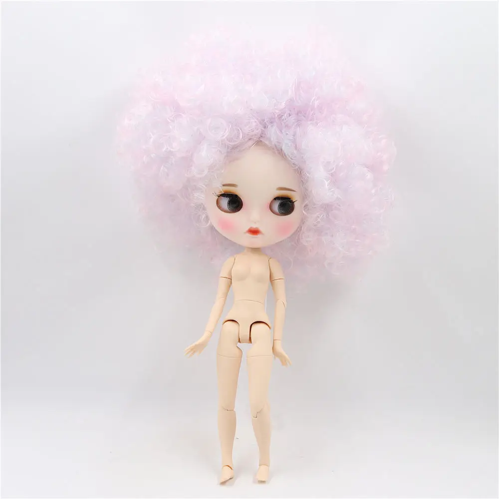 1/6 Blyth кукла белая кожа соединение тела фиолетовый смешанный афро волосы матовый лицо с бровями блеск для губ. № BL6909/QE126+ 107