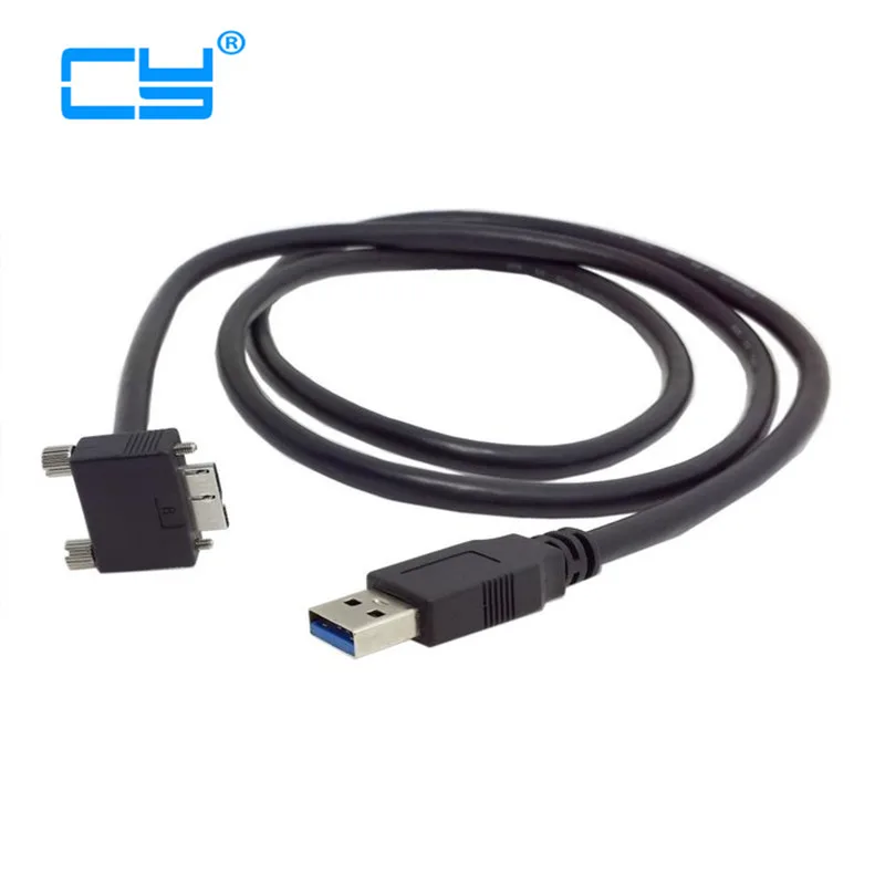 

90 Degree Right Angled Micro USB Screw Mount to USB 3.0 A Type Data cable 4ft 1.2m