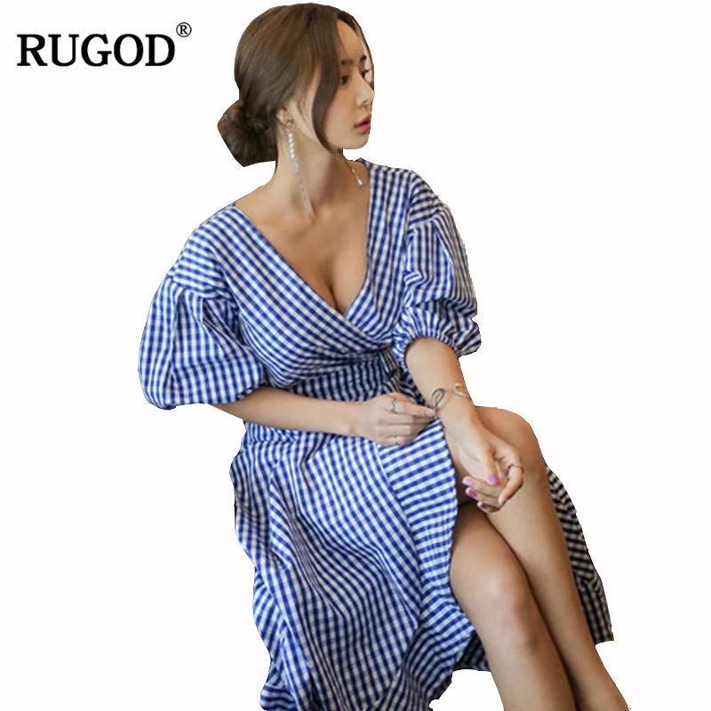 RUGOD 2018 Новый корейский стиль Повседневное Для женщин Женское платье синий