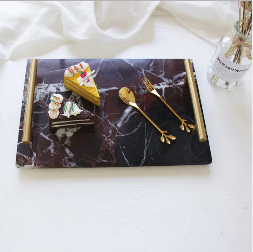 Керамический поднос из натурального мрамора подносы для домашнего хранения