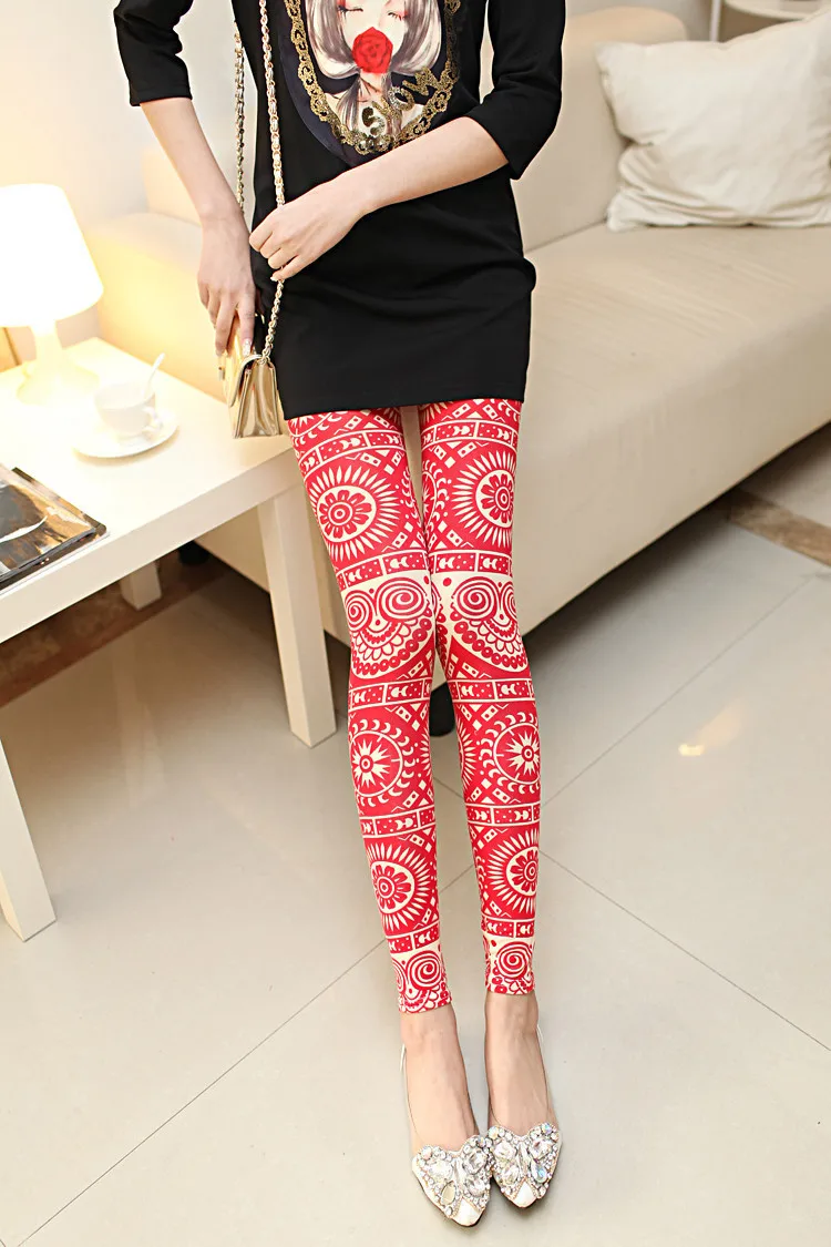vintage flower paisley Leggings lovely print dot owl Leggins For Women summer lightweight leggings red black blue | Женская одежда
