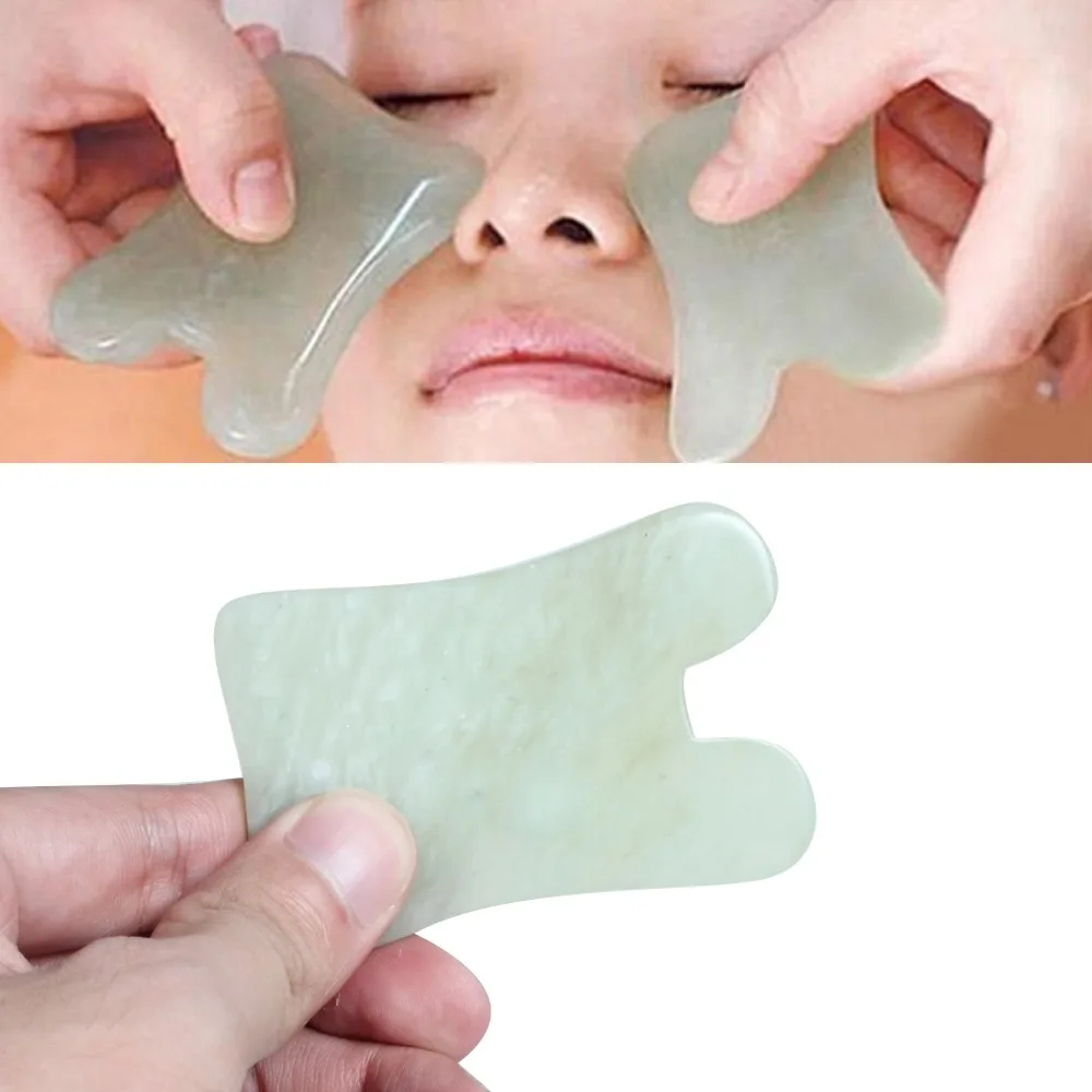 2 шт Jade Stone Guasha массажный инструмент для здоровья Jade Gua Sha Массажная доска для лица против морщин традиционные китайские акупунктурные точки