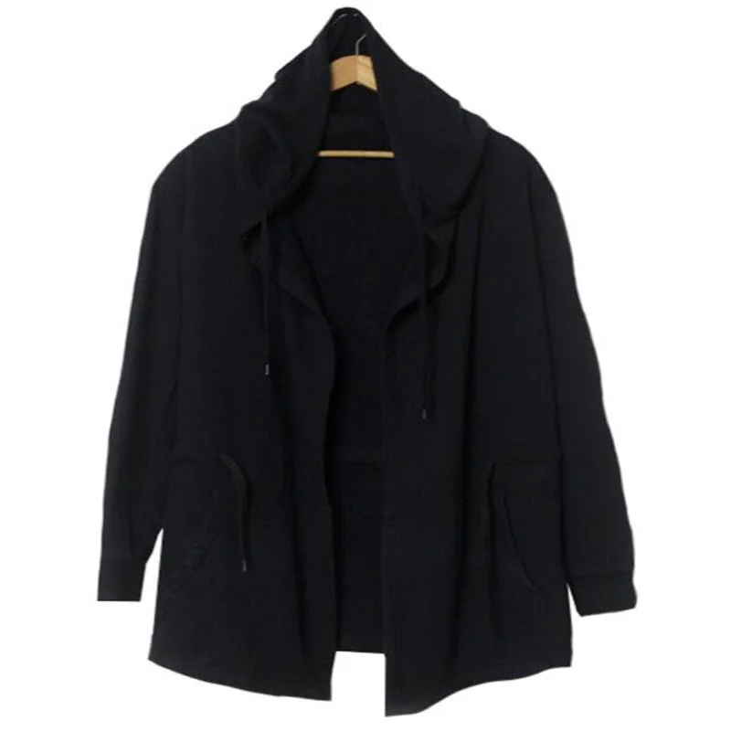Drop Shipping Black Gown Men Hooded Sweatshirts Hip Hop Mantle Hoodies Fashion Jacket long Sleeves Cloak Sudaderas Para Hombre | Мужская