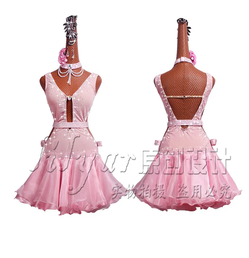 Женское платье для латинских танцев со стразами высокое качество по