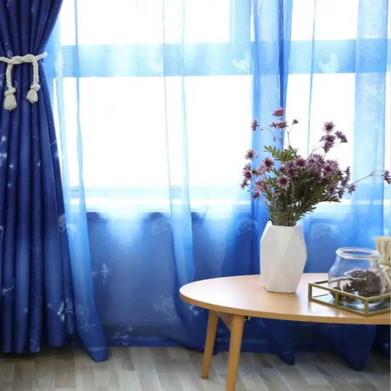 blue-tulle Затемненная синяя занавеска на окно для комнаты, короткая готовая для гостиной, для двери, римская тикер, детская занавеска, звездное небо, созвездие, занавески - Цвет: blue-tulle
