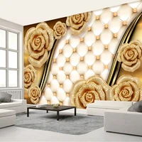 custom photo wall mural luxury golden rose soft bag jewelry wall cloth wallpaper for walls 3 d living room tv wall home decor