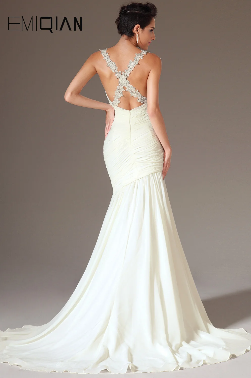 Бесплатная доставка Новинка Вечернее платье русалки с глубоким вырезом