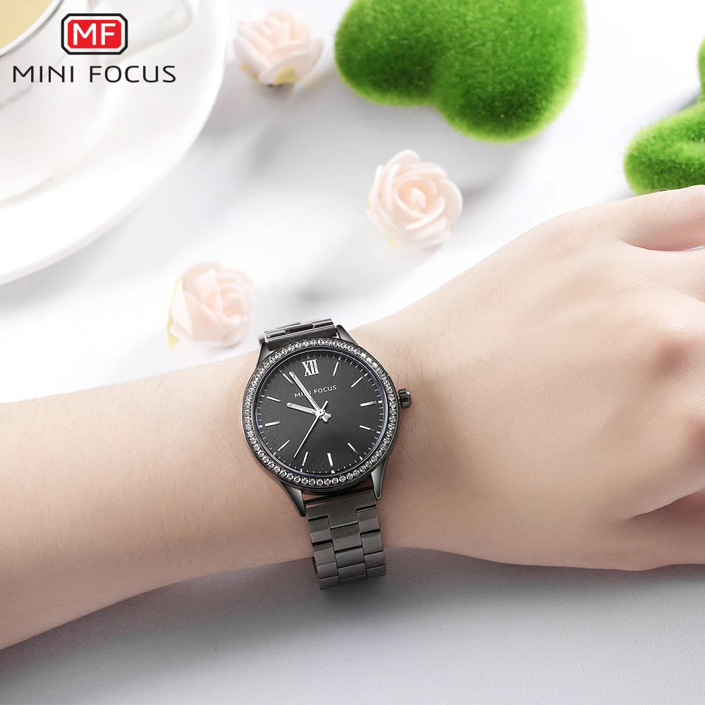 MINIFOCUS Gola часы браслет Для женщин Luxury Rhinestone чехол Quarzt для девочек
