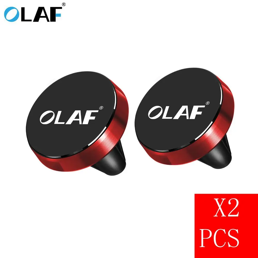 2 PCS Red Универсальный магнитный автомобильный держатель для телефона Олаф, вращающийся на 360 градусов кронштейн, подставка для телефона для iPhone samsung S9 Xiaomi, магнитный держатель на вентиляционное отверстие - Цвет: 2 PCS Red