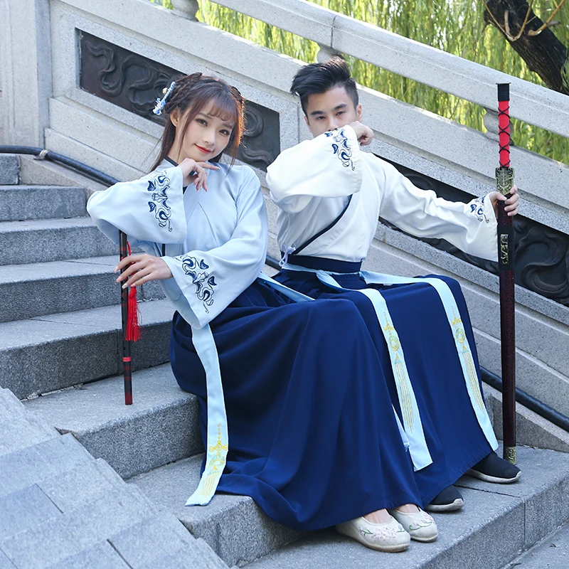 Hanfu костюм для китайских танцев для женщин и мужчин древнее народное платье Классический рыцарский костюм традиционный сценический наряд Одежда для сцены