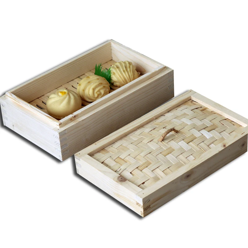 Прямоугольная бамбуковая древесина китайской ели Паровая булочка рама большой