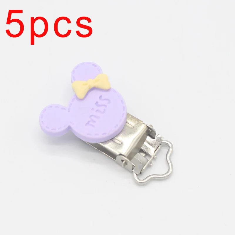 XCQGH 5/10 шт. мисс Мышь милый рисунок зажимы для соски-пустышки DIY Соска-пустышка Клип цепи для пустышка для кормления - Цвет: purple 5pcs