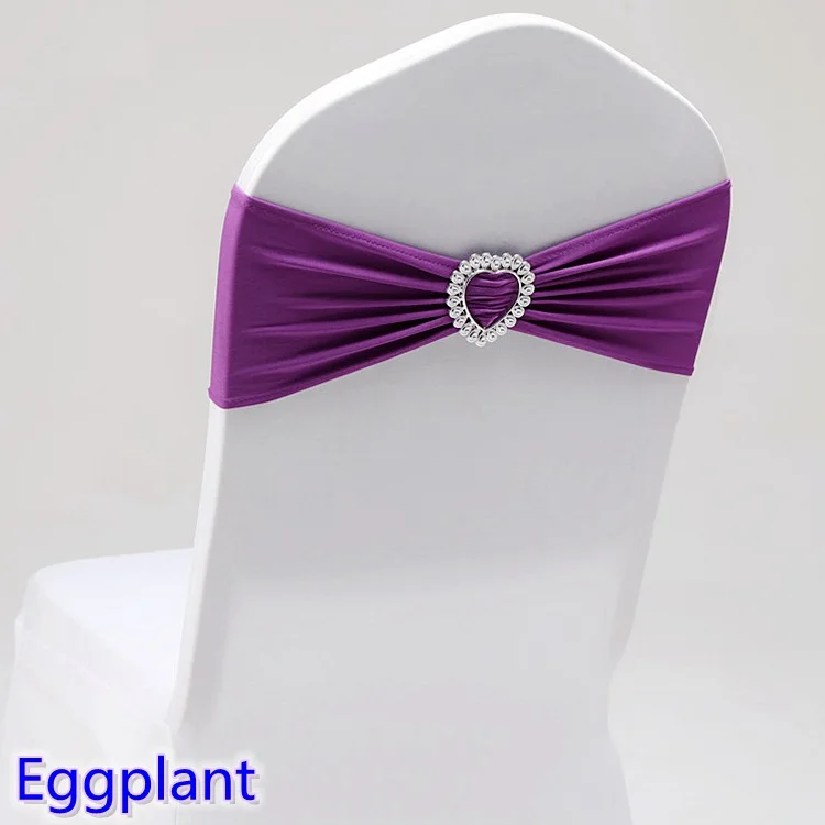 

Eggplant Colour Spandex Sash Wedding Lycra Chair Band Stretch For Chair Covers Decoration Party Dinner Banquet Chair Sash