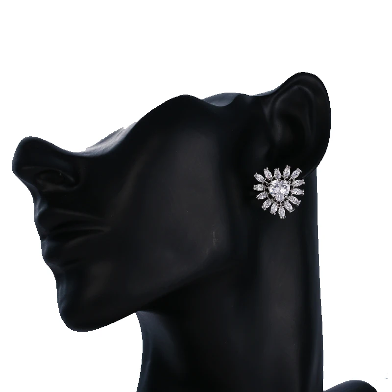 Женские серьги гвоздики в форме сердца с кубическим цирконием класса ААА желтое
