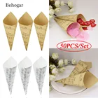 Behogar 50 шт. ретро крафт-бумаги Бумага конусов букет конфеты шоколадные сумочки Коробки Свадебная вечеринка подарочные пакеты с лентой Примечание Стиль