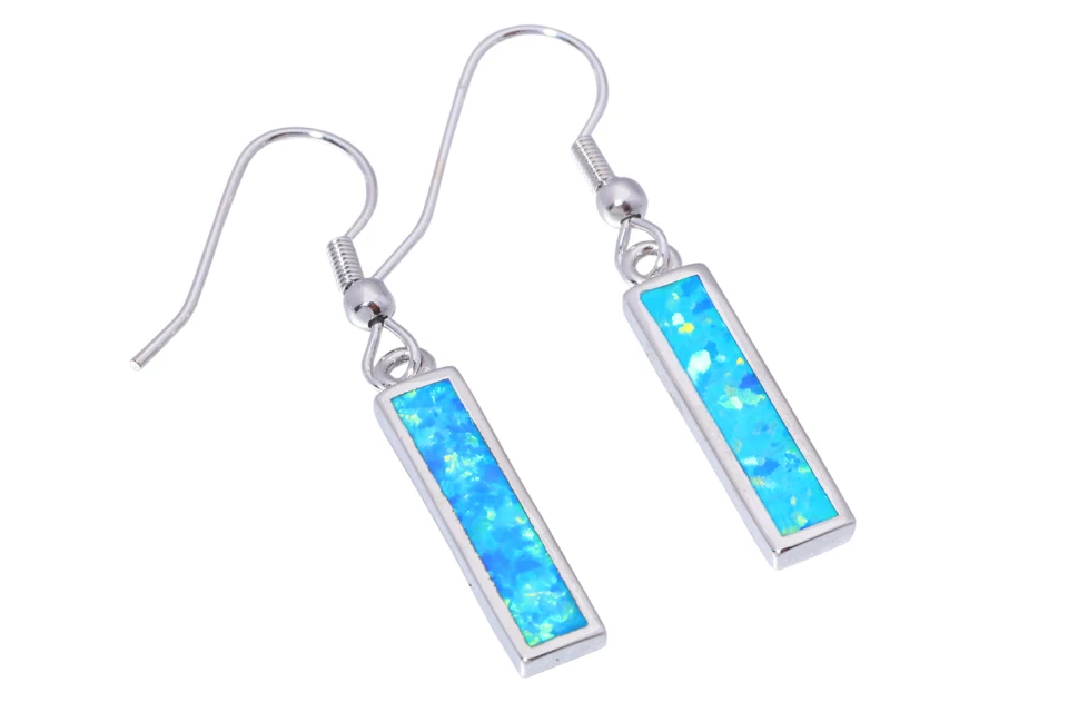CiNily Created Blue Fire опаловые посеребренные серьги,,, Модные женские ювелирные изделия, Висячие серьги 1 5/" OH3410