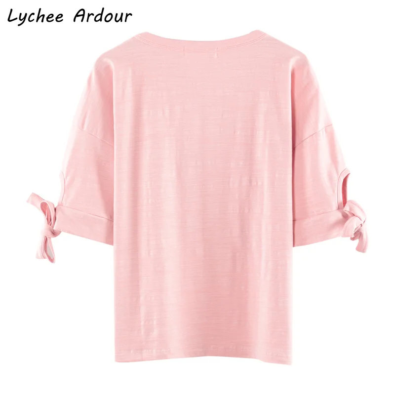 Lychee Ardour женская футболка с вышитыми буквами из мультфильма Весенняя Летняя