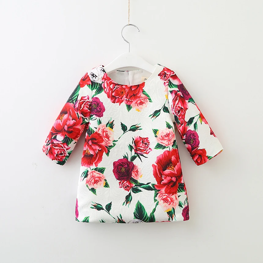 Spring 2019 New Rose Flower Jacquard children short sleeve dress Wholesales Kids Casual Dresses European and American Style | Детская