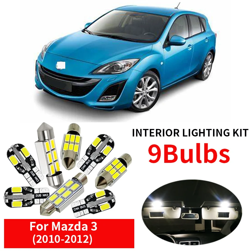Светодиодный светильник для автомобиля комплект из 9 ламп Mazda 3 Sedan или Hatchback 2010 2011