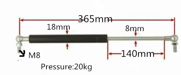 140 мм ход 20 кг/фунта Force Lift Strut Prop демпфер автоматическая газовая пружина в спинках