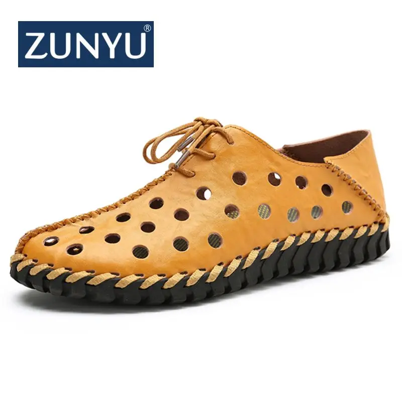 ZUNYU 2018 новые мужские летние туфли из натуральной кожи дышащие повседневные