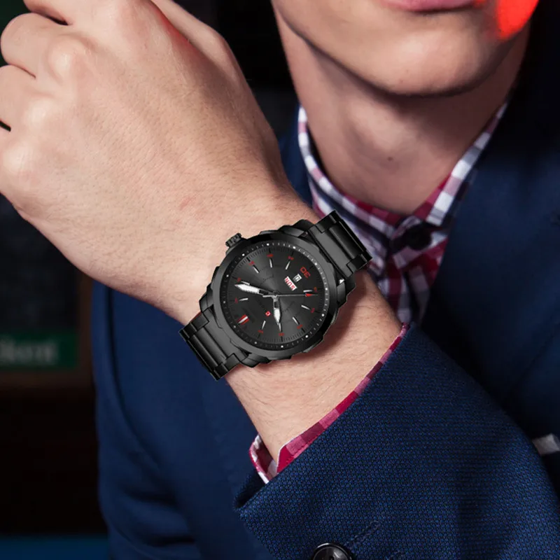 Curren 8266 Мужские кварцевые часы мужские брендовые роскошные черные