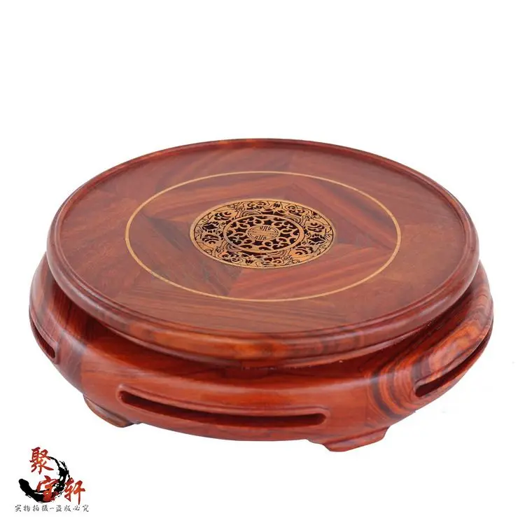 

annatto red woodcarving handicraft circular base of real wood of Buddha stone are recommended vase furnishing articles