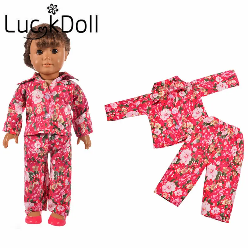 LUCKDOLL пижама с принтом подходит для 18 дюймов американский размер 43 см Детская