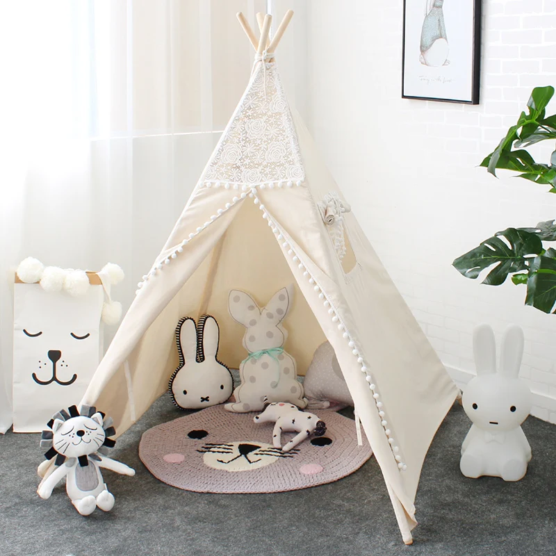 Кружевная палатка Tipi для детей хлопковая складной игровой домик уголок чтения
