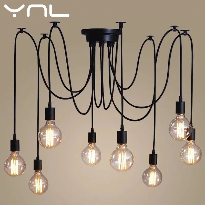 

Vintage Spider Pendant Lamp Retro E27 Edison Loft Style Adjustable hanging lights Spider Ceiling Lamp Fixture Light