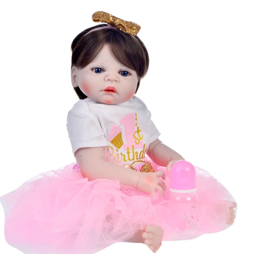 KEIUMI прекрасный 23 дюймов Reborn Baby Girl полный Силиконовый боди Кукла Реалистичная как