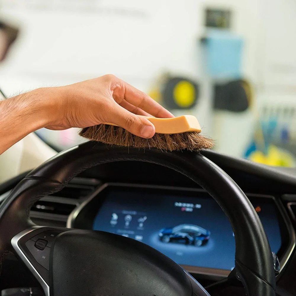 

Ergonomics Design Plastic Handle Surfaces Cleaning Brush Wash Tools Long Bristle Horse Hair For Leather Goods