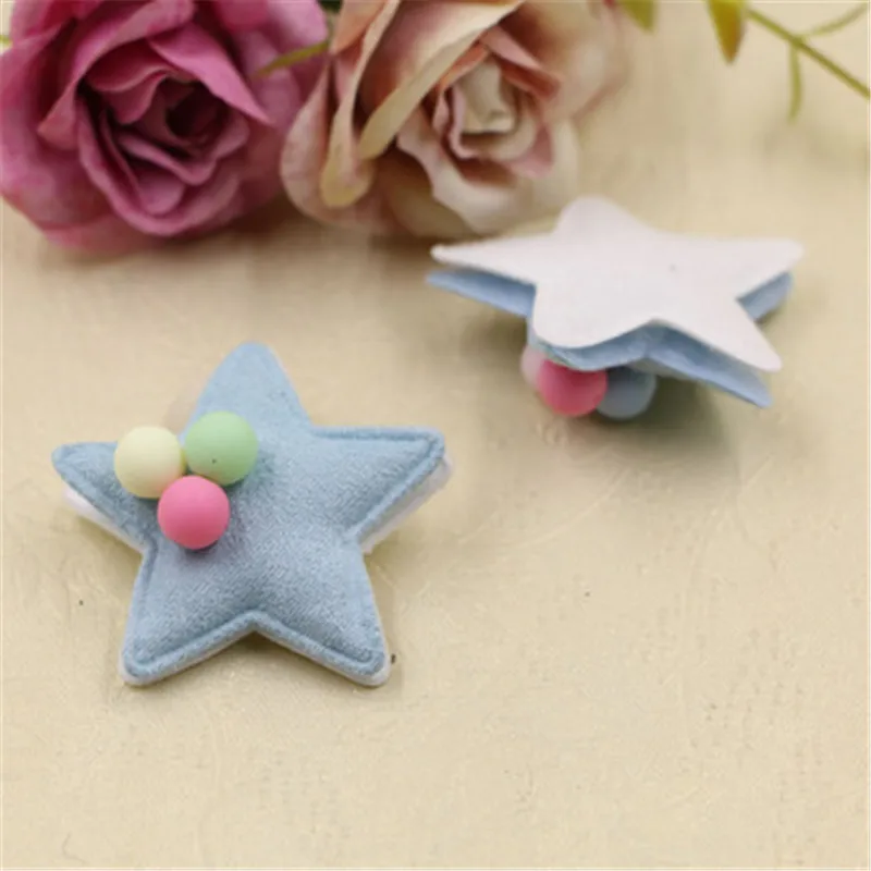 Wholesale 40PCs Cartoon Cute Fabric Stars Button Patch with Round Balls Decor Kawaii Girls Hair Jewelry Bow Center Ornament DIY | Украшения