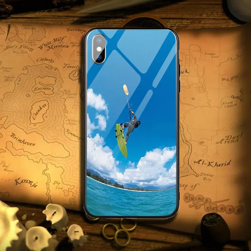 Love Surfing Sports For iPhone 5 5S SE 7 6S 6 8 Plus X XR XS Max Coque Fundas Shell Tempered Glass Mobile Phone Case Cover | Мобильные