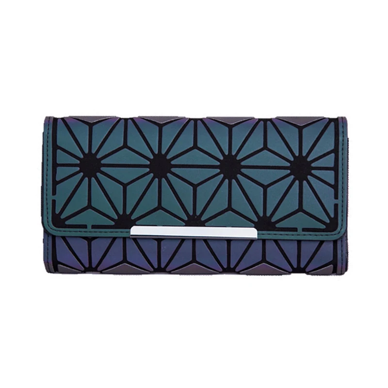 aliwood Famous Brand Women Wallets Money Clip Luminous Tri-fold Geometry Long Purse Noctilucent Female Clutch Phone Bag Carteira