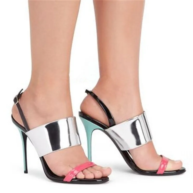 2017 Уличной Моды Сандалии Пряжки Обувь Женщина Сексуальные Каблуки Блеск