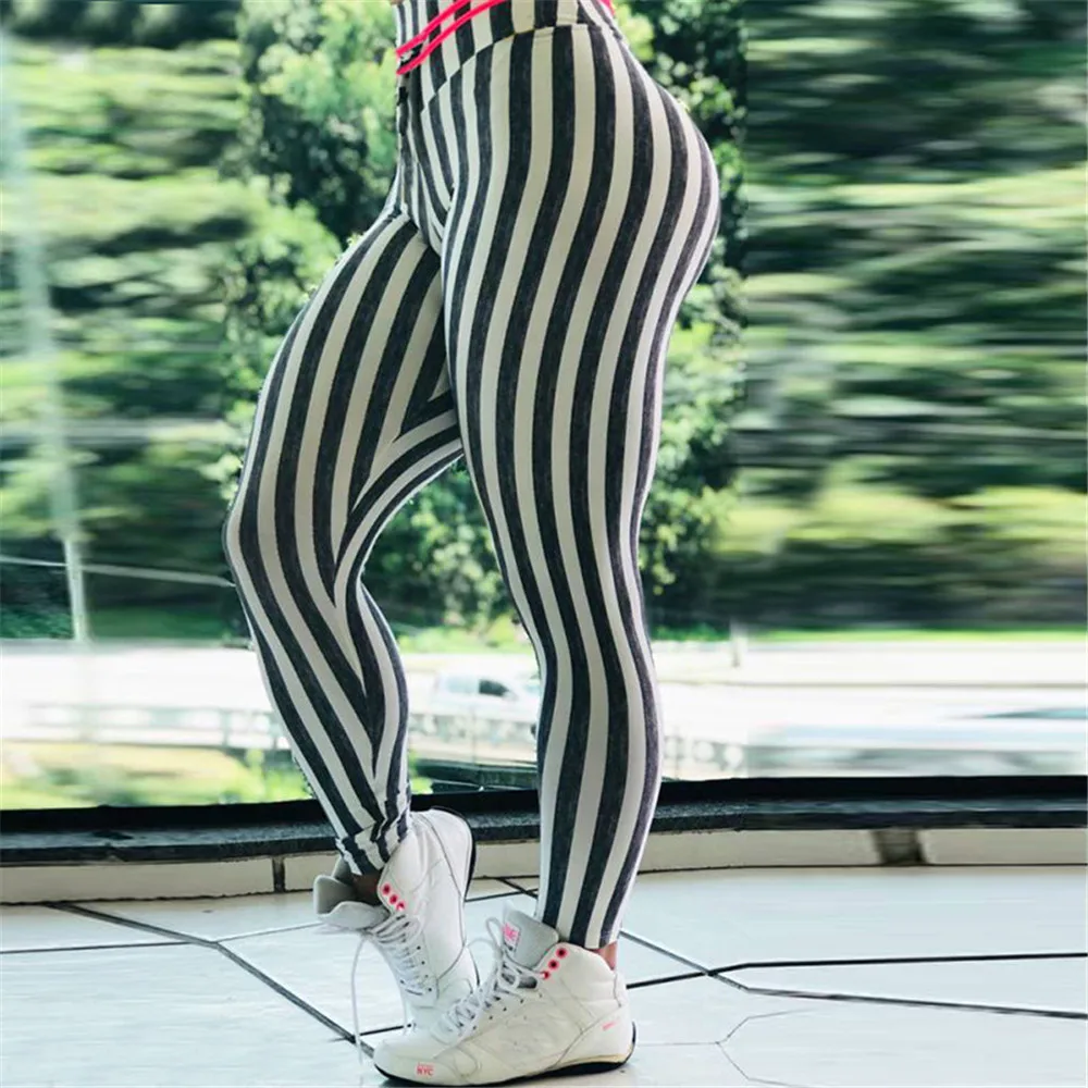 NADANBAO новые полосатые леггинсы женские леггинсы для фитнеса тренировок для женщин спортивные с высокой талией эластичные тренировочные леггинсы размера плюс брюки