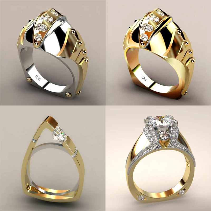 Женское коктейльное кольцо anillo hombre уникальное свадебное серебряного и золотого