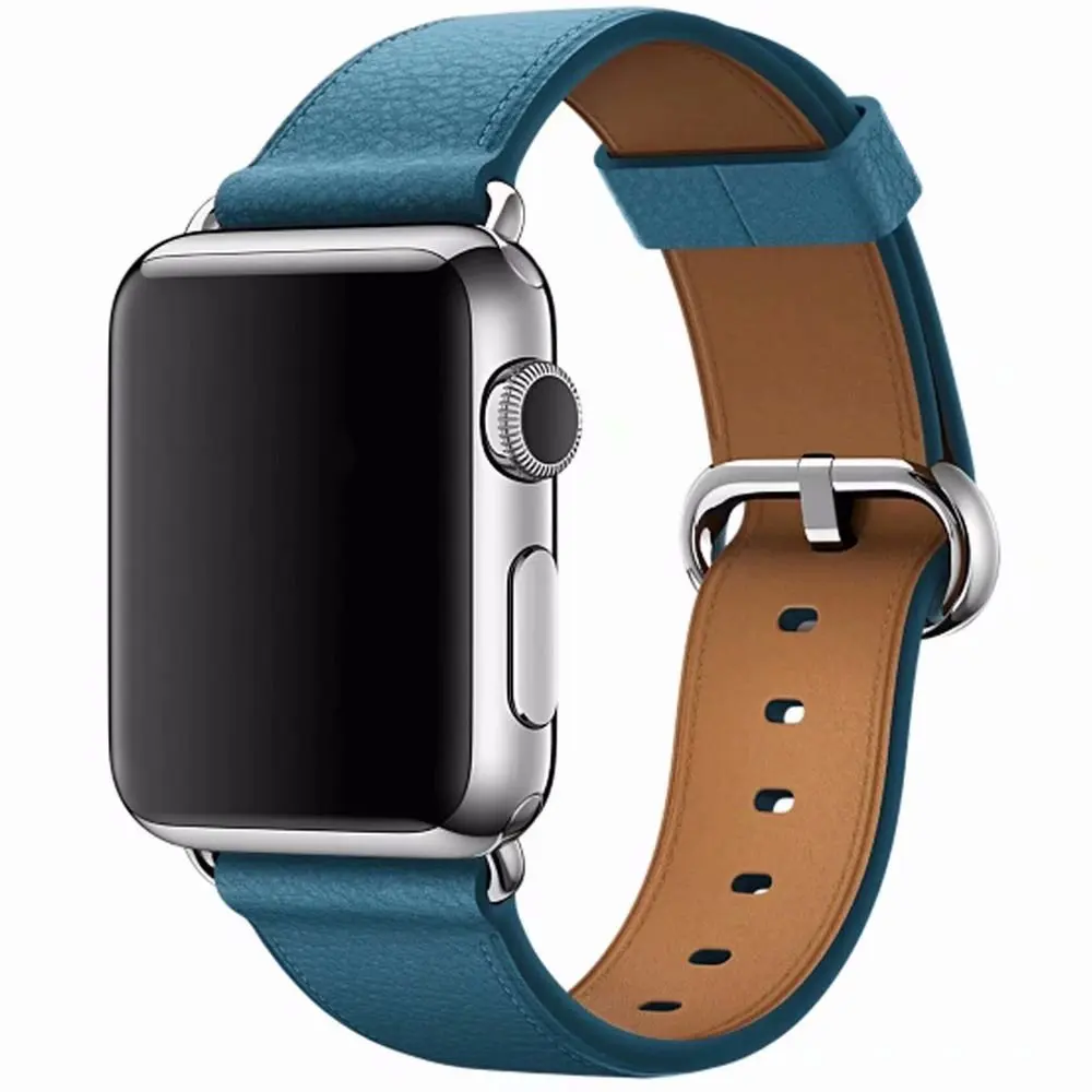 sea blue Новейший ремешок для iWatch серии 4 3 2 1 сменный классический ремешок с пряжкой для Apple Watch 38 мм 42 мм 40 мм 44 кожаный ремешок - Цвет ремешка: sea blue