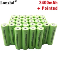 8 40pcsnew battery 18650 li ion 3 7v 3400mah 30a lithium rechargeable battery inr18650b with pointed for flashlight batteries
