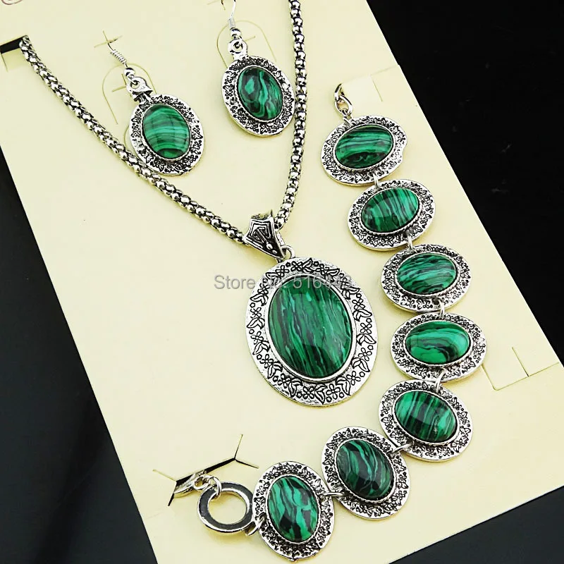 3 шт. женские винтажные серьги и браслет из натурального малахата|jewelry sets|bracelet